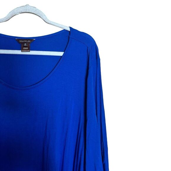 Multiples Tunic Top Womens 3X Blue Layered Grommet Detail Stretch Scoop Blouse - Picture 3 of 8